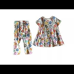 Hanna Andersson Size 130 US 8 Flower Off White Outfit Set